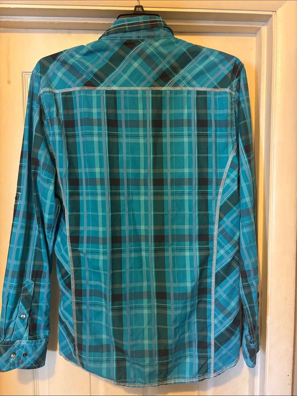 BKE Men's Teal Plaid Button-Up Shirt Size XL Tailored Fit Snap Buttons - Picture 6 of 6